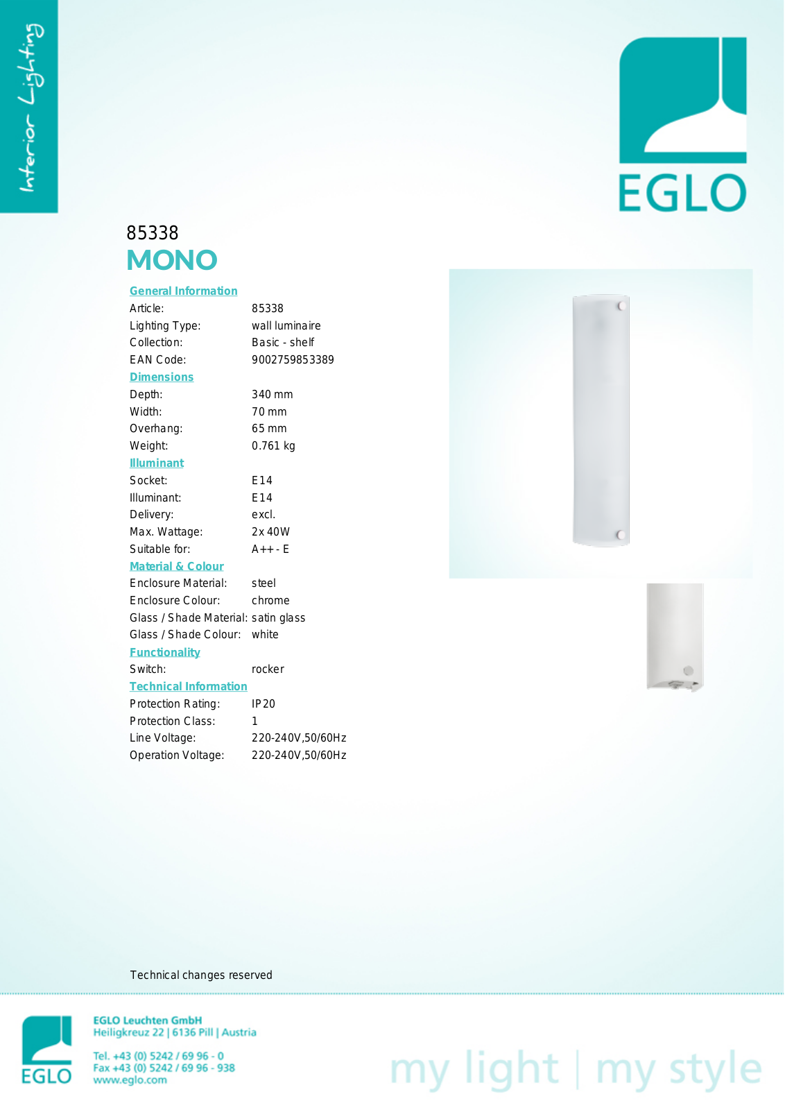 Eglo 85338 Service Manual