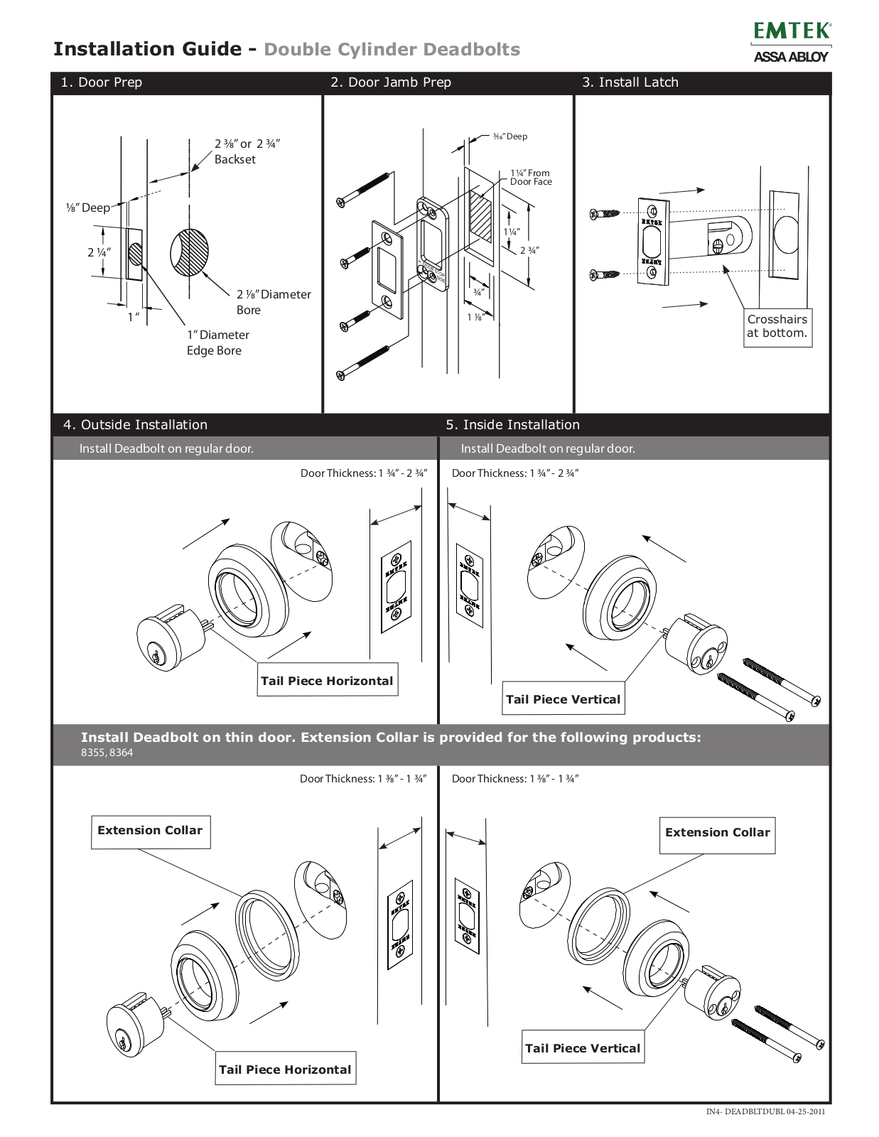 Emtek Double Cylinder Deadbolt User Manual