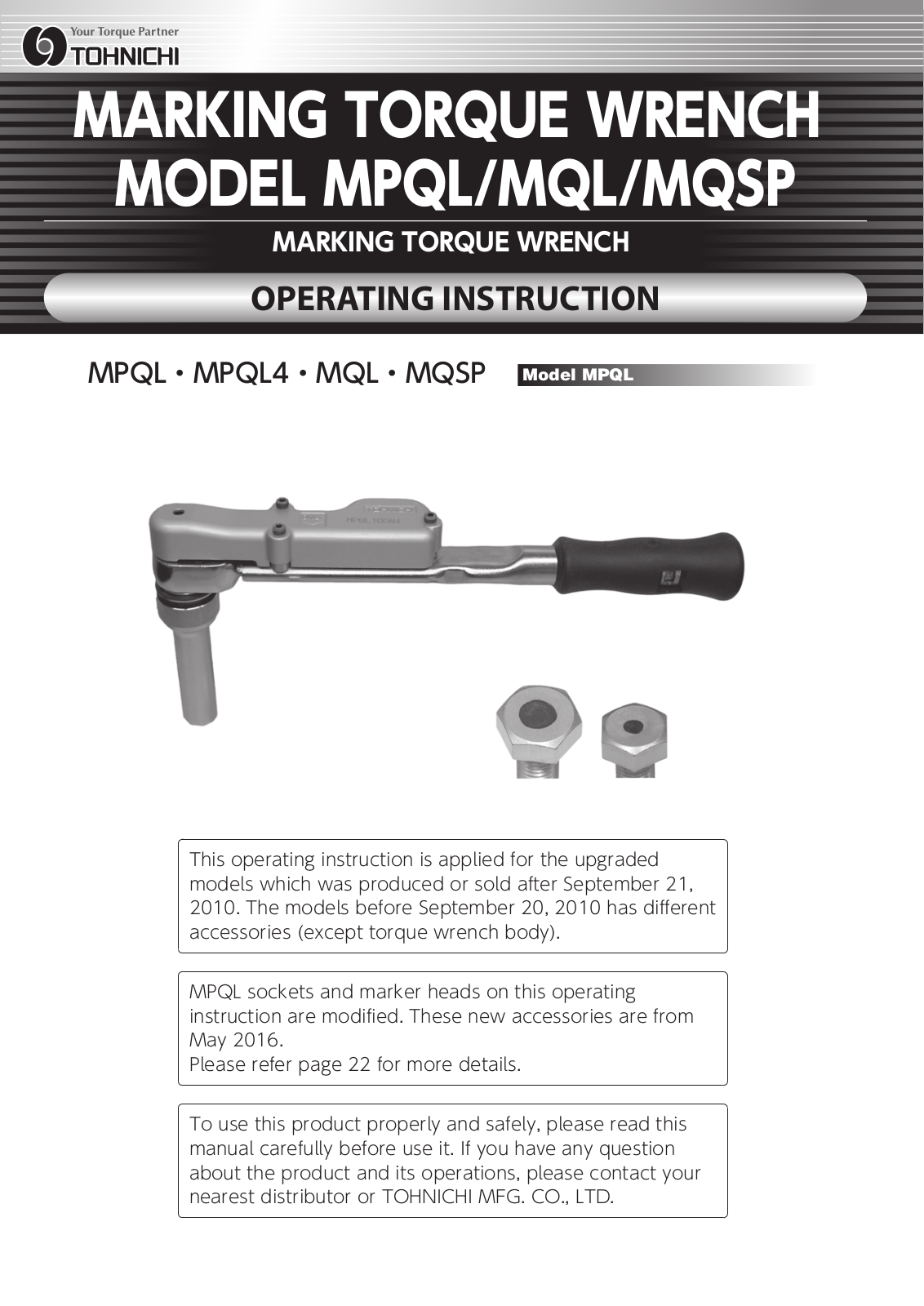 Tohnichi MPQL, MQL, MPQL4, MQSP Operating Instructions Manual - ManualMachine.com
