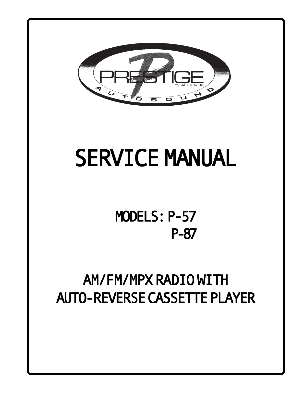 Audiovox P-57, P-87 User Manual