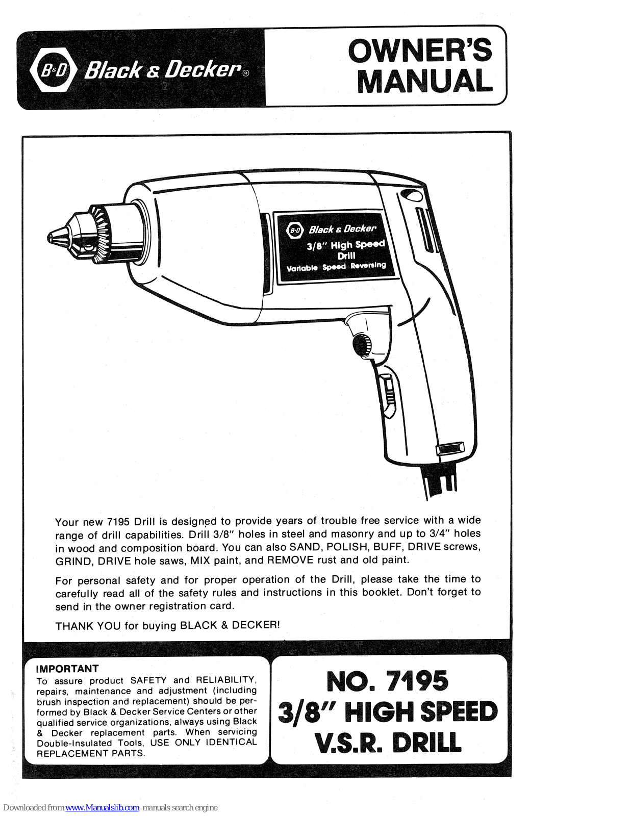 Black & Decker 7195 Owner's Manual