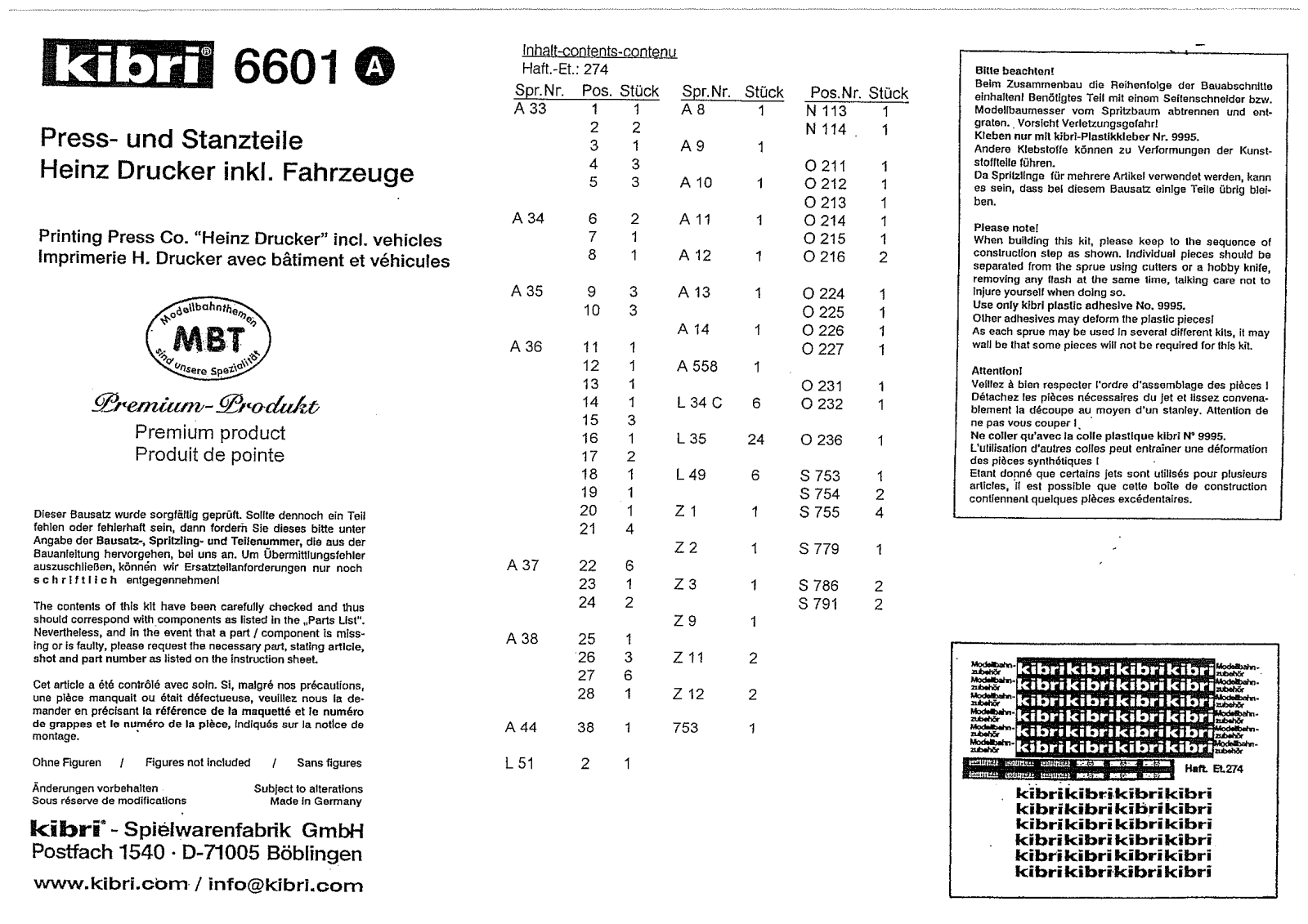 Kibri 6601 User Manual