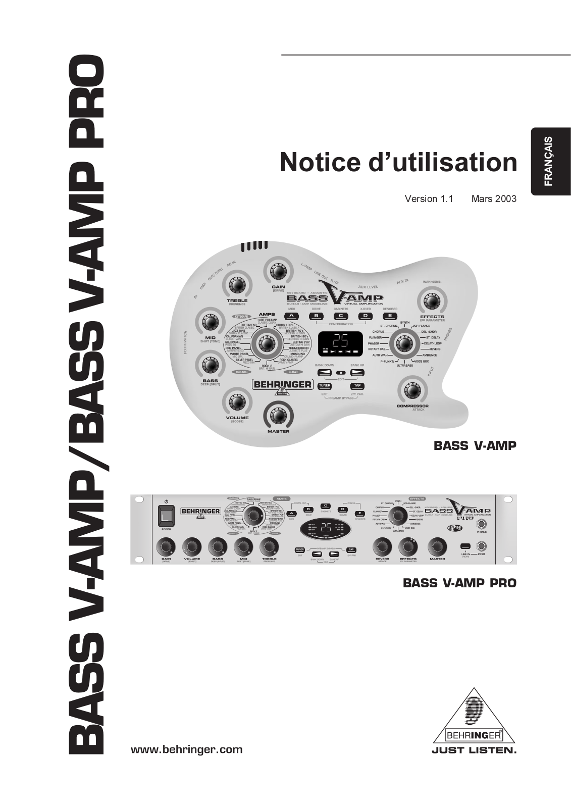 BEHRINGER BASS V-AMP, BASS V-AMP PRO User Manual