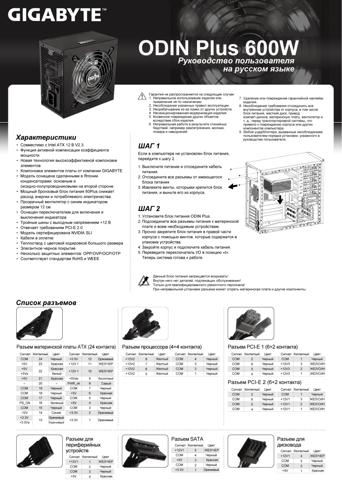 Gigabyte ODIN PLUS 600W User Manual