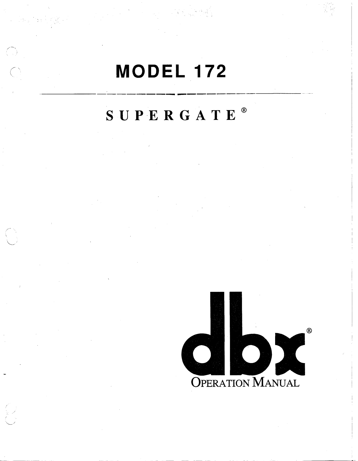 dbx 172 Operation Manual