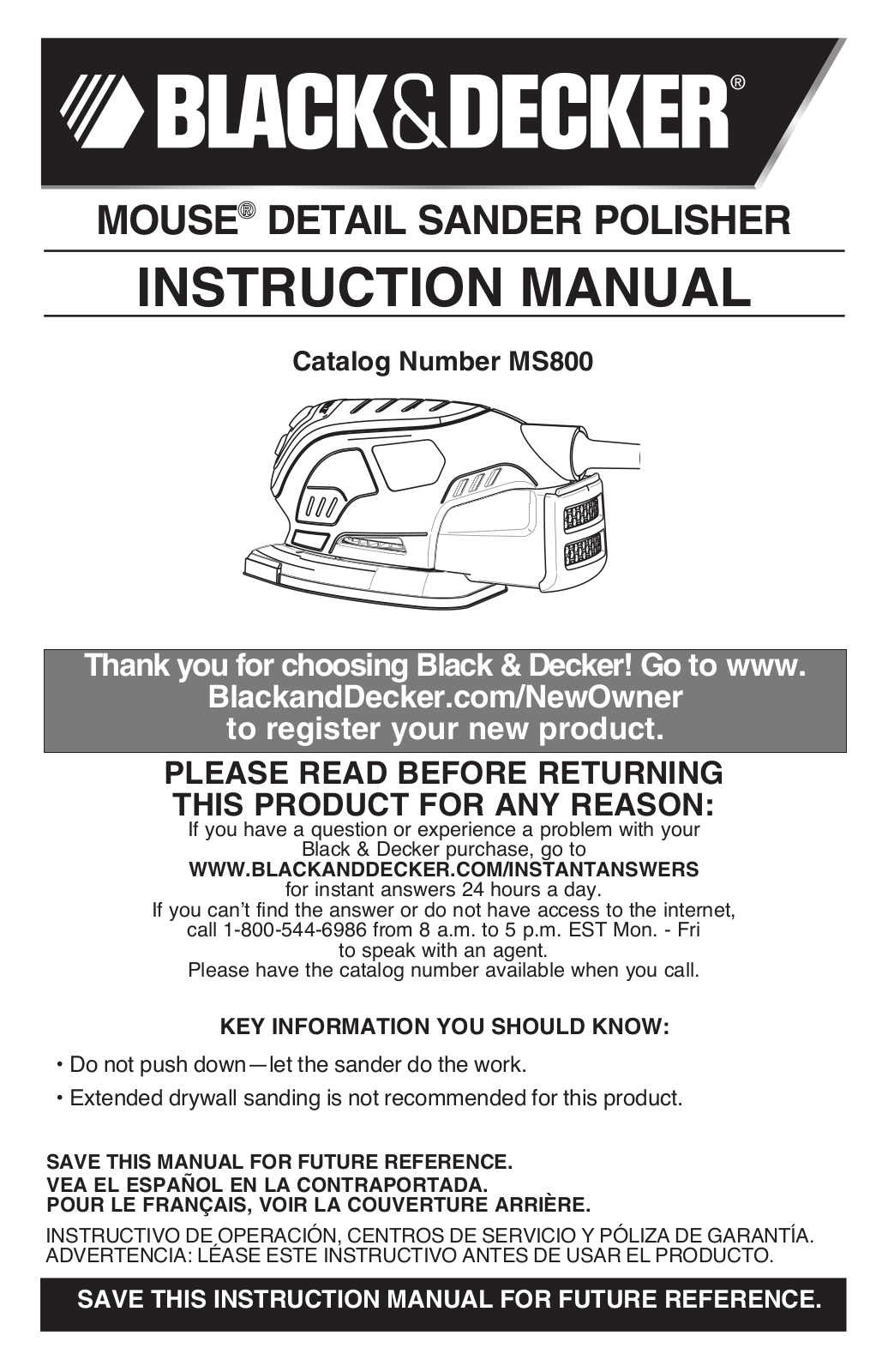 Black & Decker MS800 User Manual