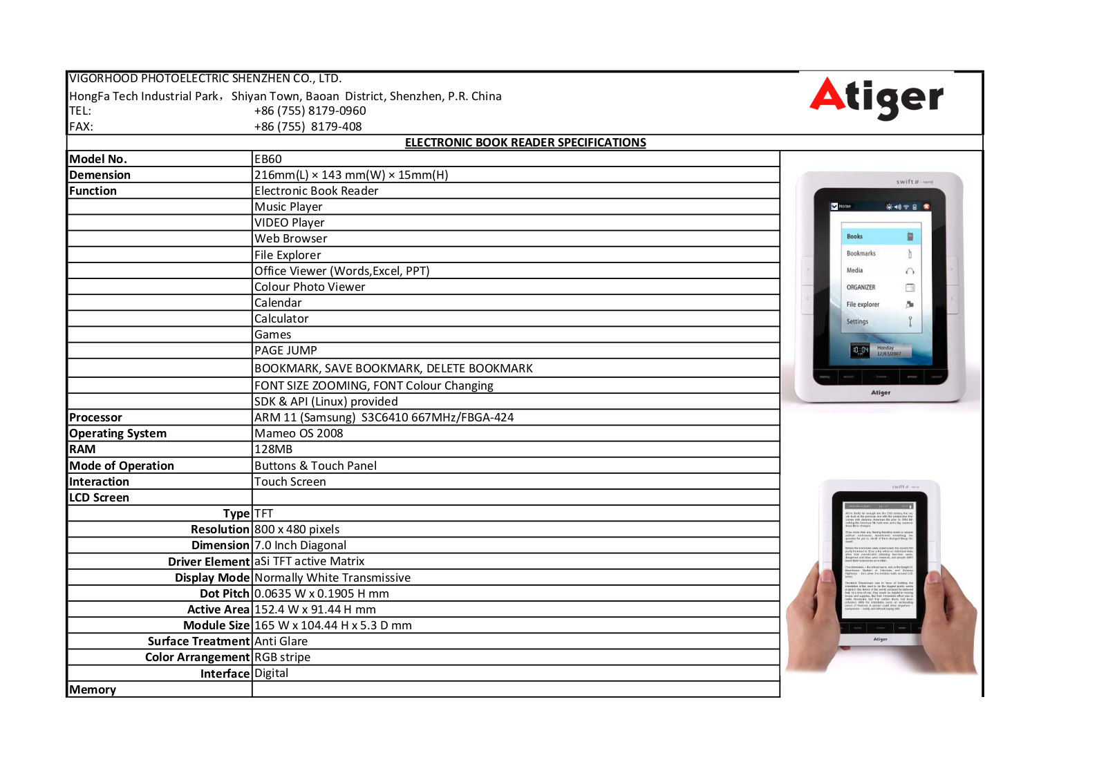 VIGORHOOD PHOTOELECTRIC EB60 Users Manual