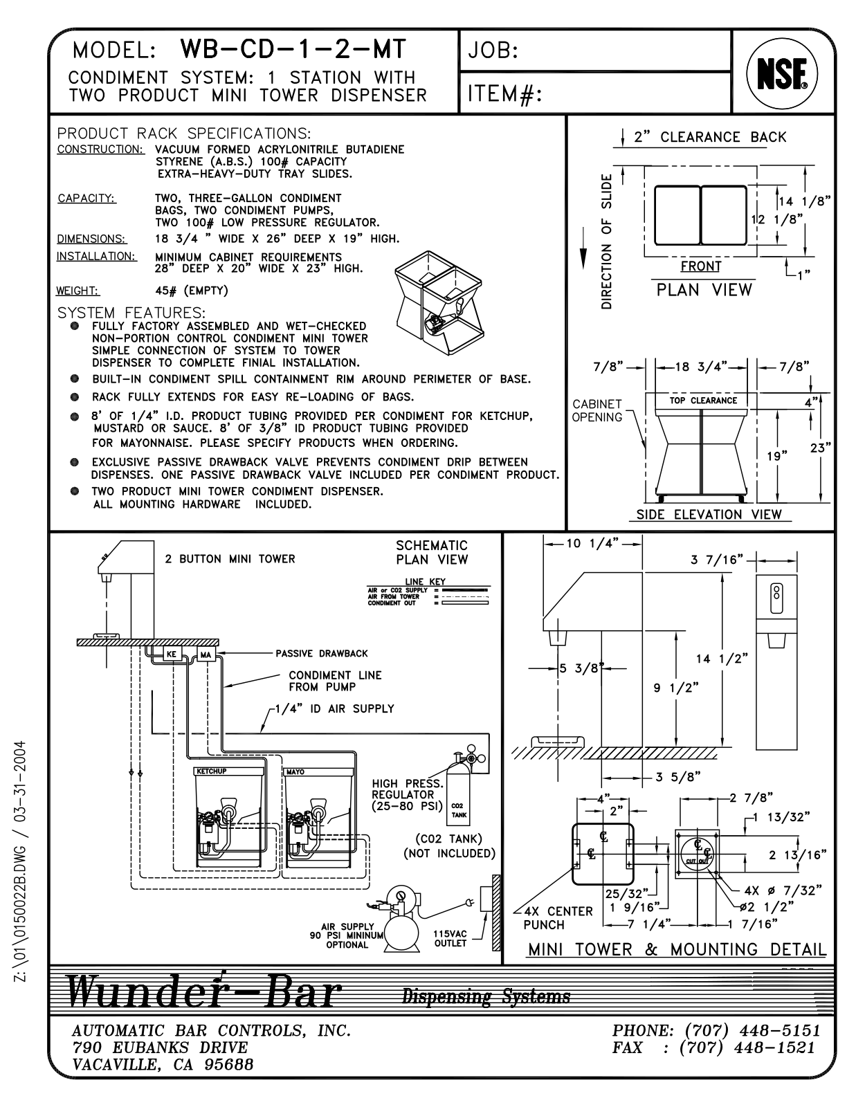 Wunder Bar WB-CD-1-2-MT User Manual