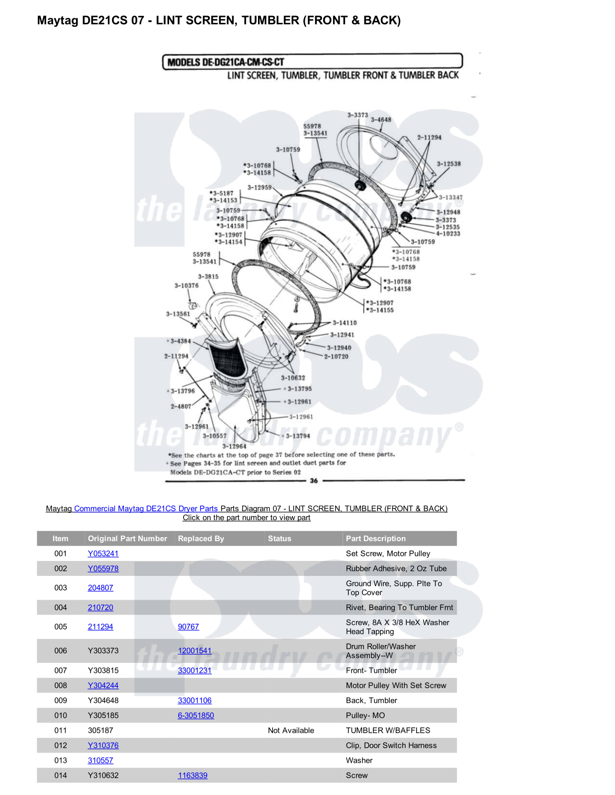 Maytag DE21CS Parts Diagram