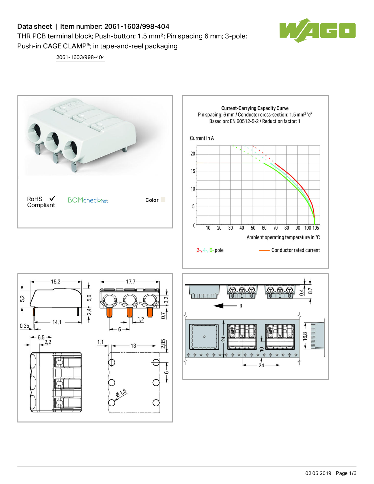 Wago 2061-1603/998-404 Data Sheet