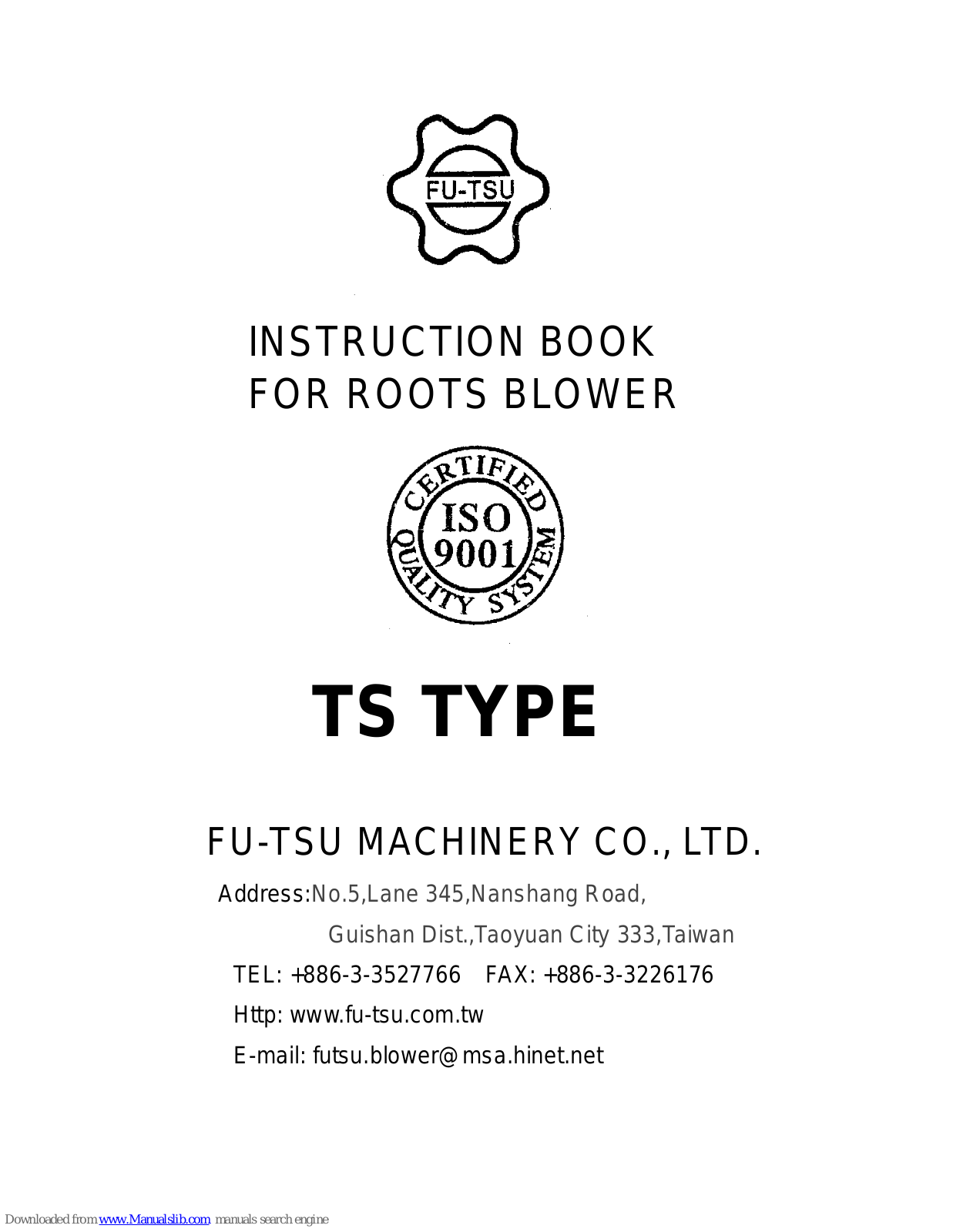 FU-TSU TS Series, TSB-50, TSC-80, TSA-40, TSB-65 Instruction Book - ManualMachine.com