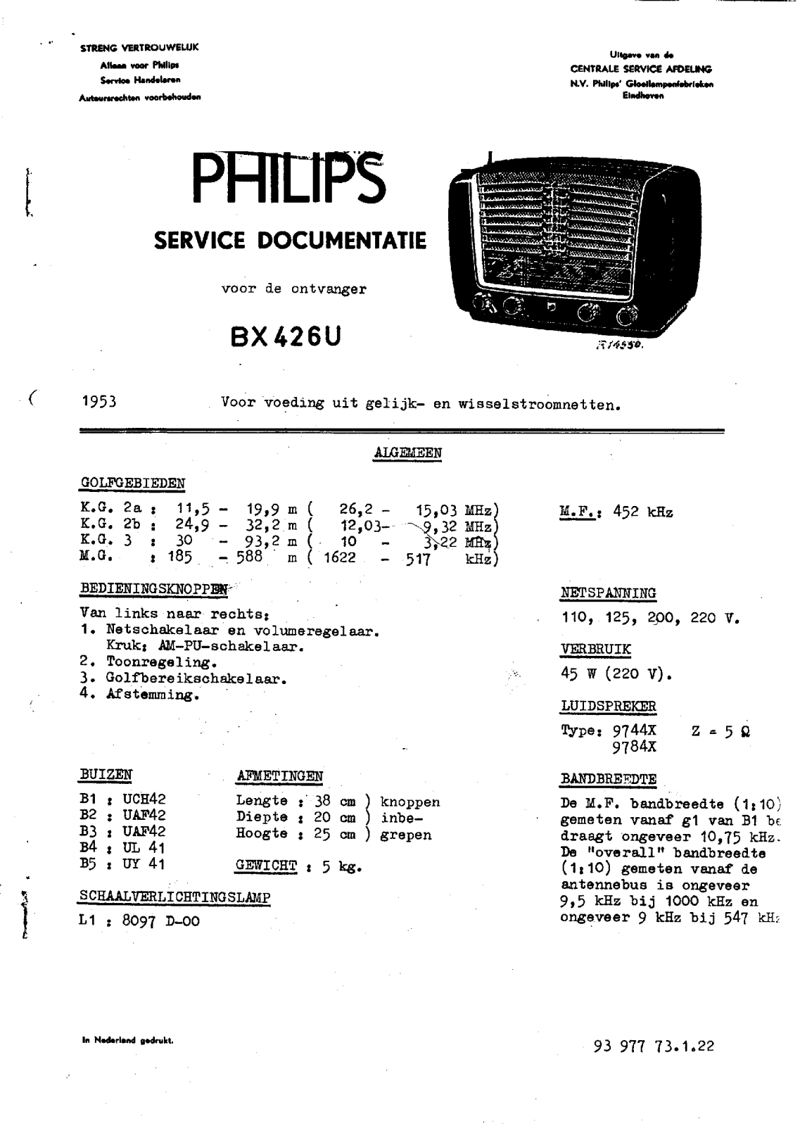 Philips BX426U Schematic