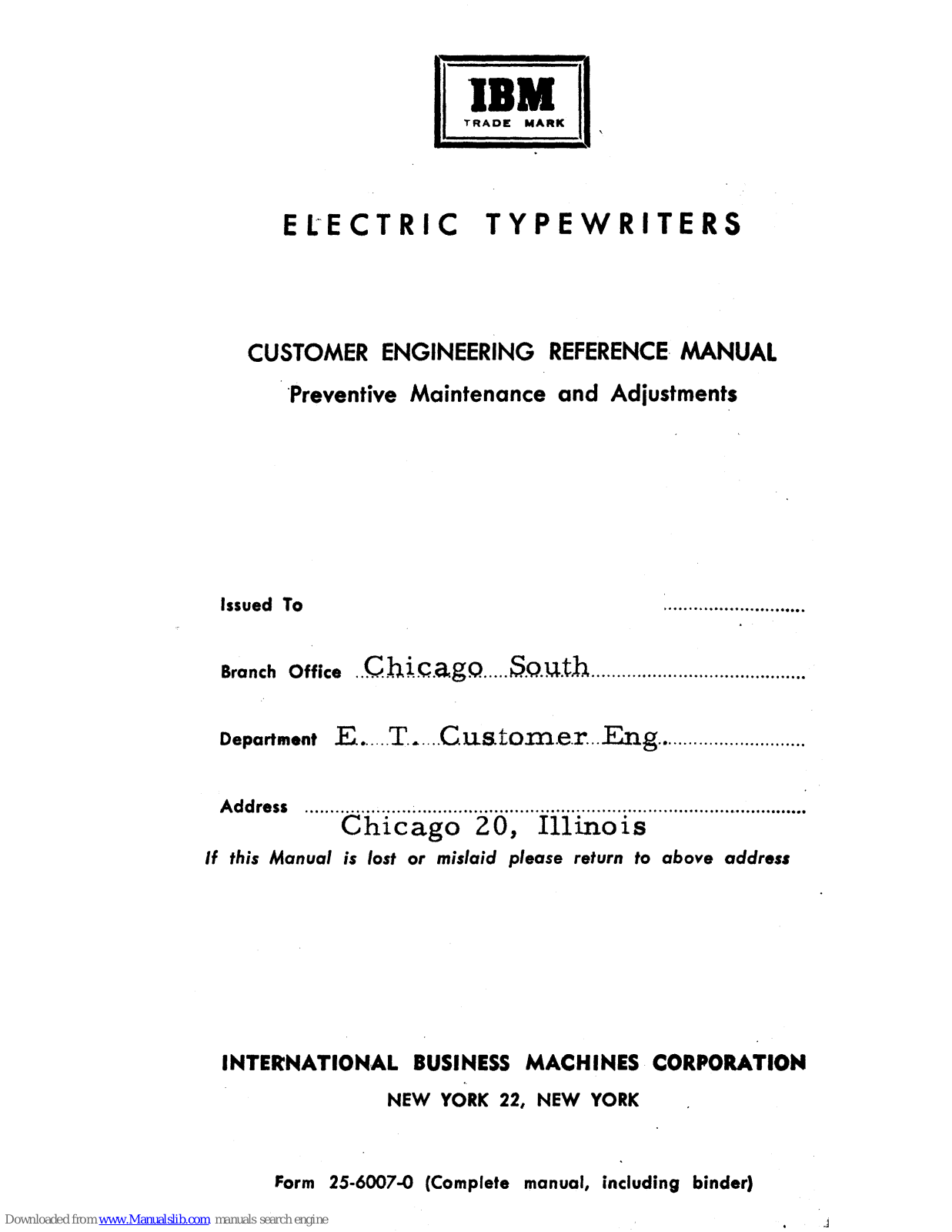 IBM 01 Maintenance Manual