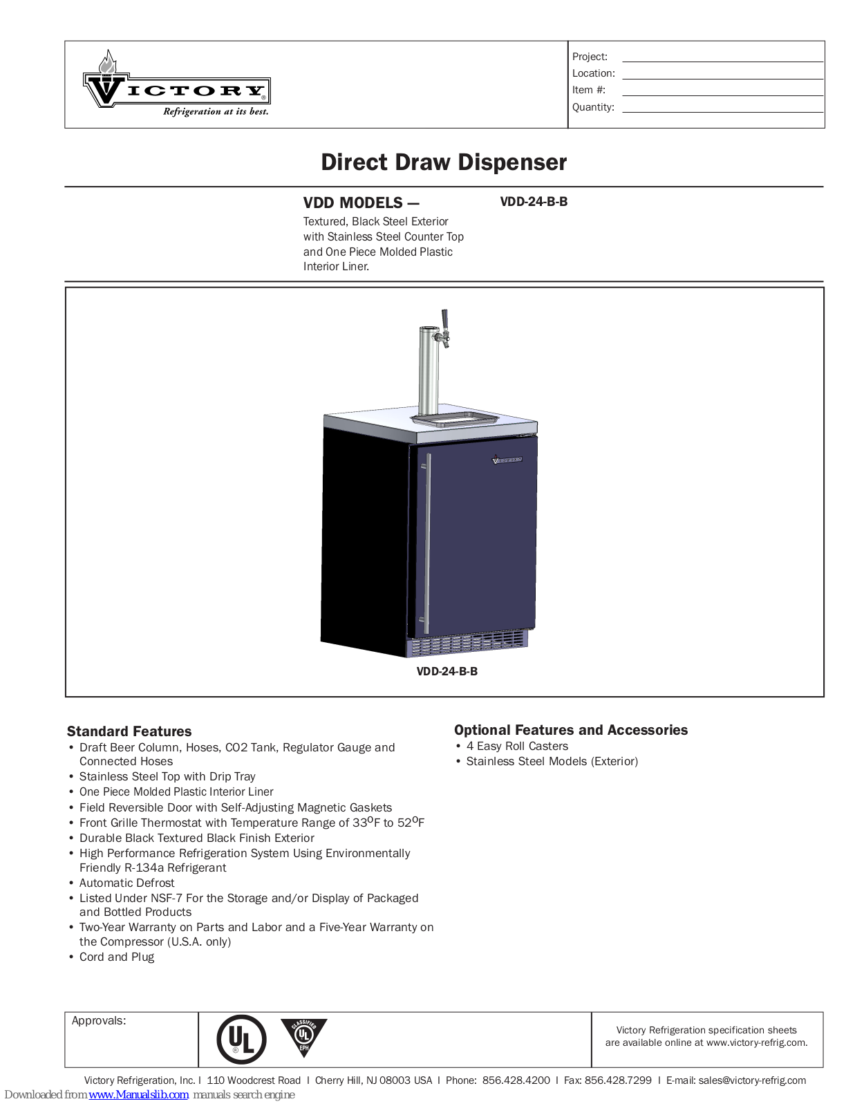 Victory VDD-24-B-B Specifications