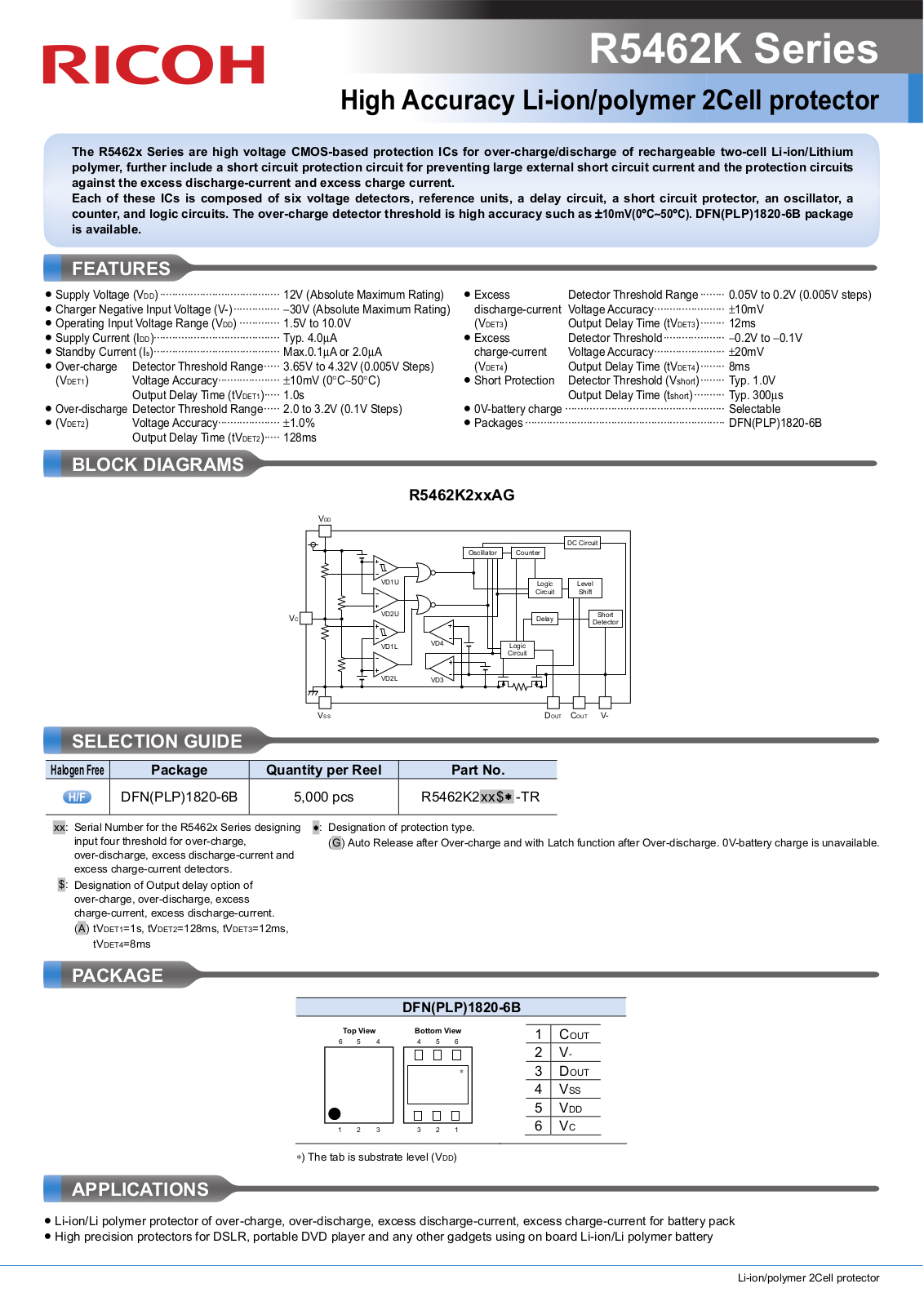 RICOH R5462K Technical data