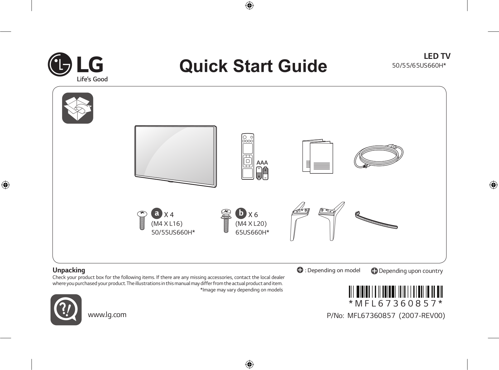 LG 55US660H0TD QUICK SETUP GUIDE