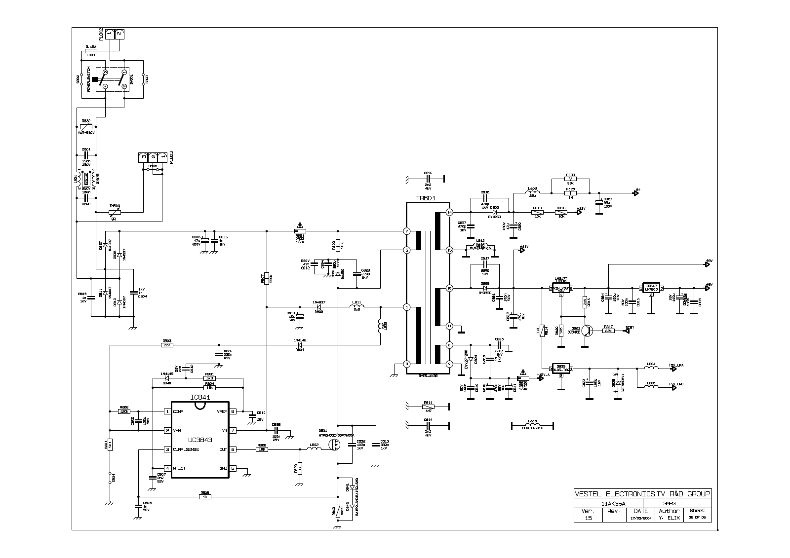 Vestel 11AK36-A15 Schematic