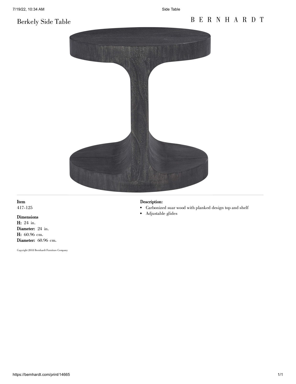 Bernhardt BHT12986 Specifications - ManualMachine.com