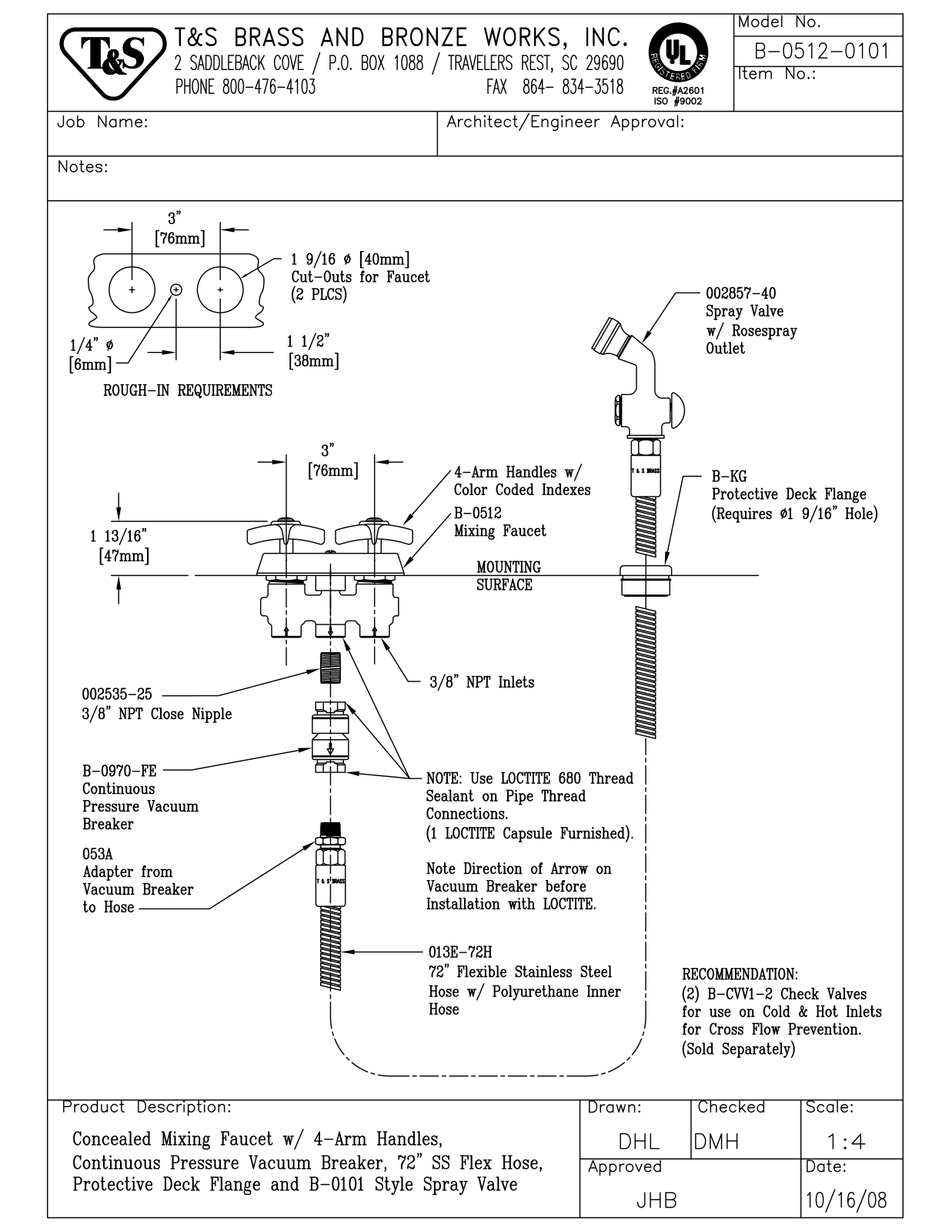 T&S Brass B-0512-0101 User Manual