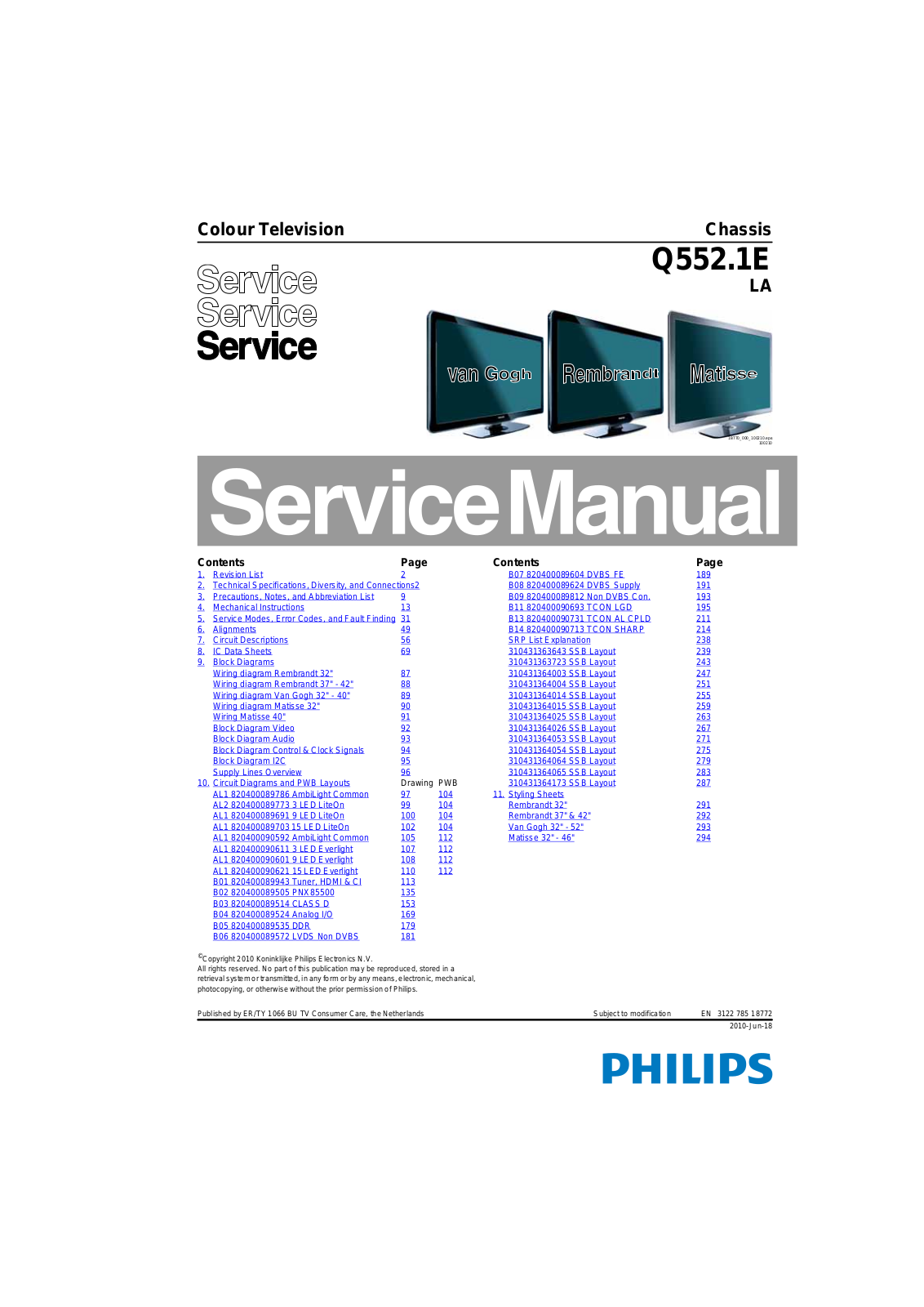 Philips Q552.1E-LA Schematic