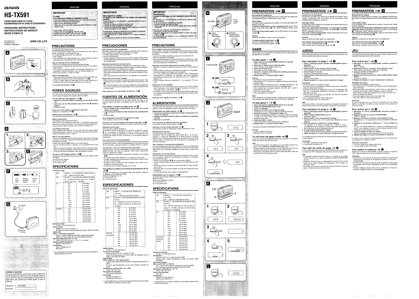 AIWA HS-TX591 Operating Instructions - ManualMachine.com
