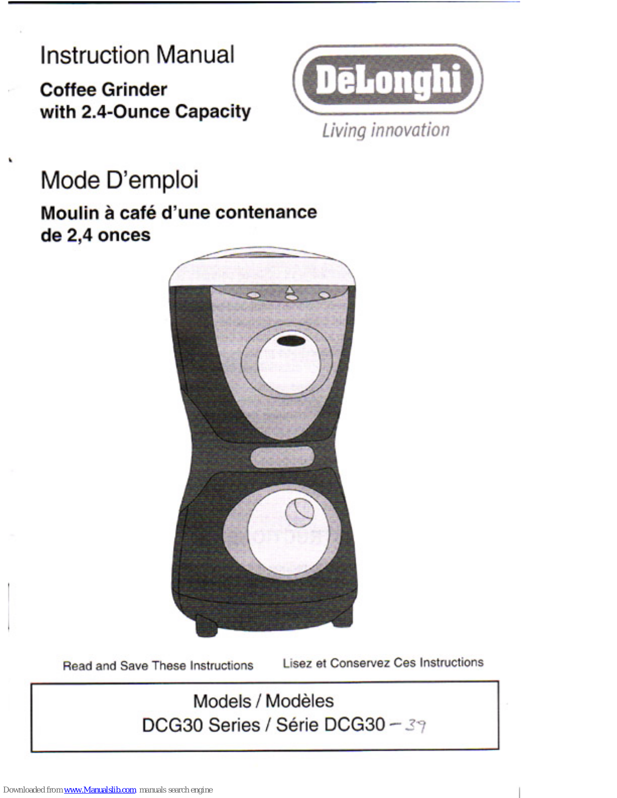 DeLonghi DCG30 Series Instruction Manual