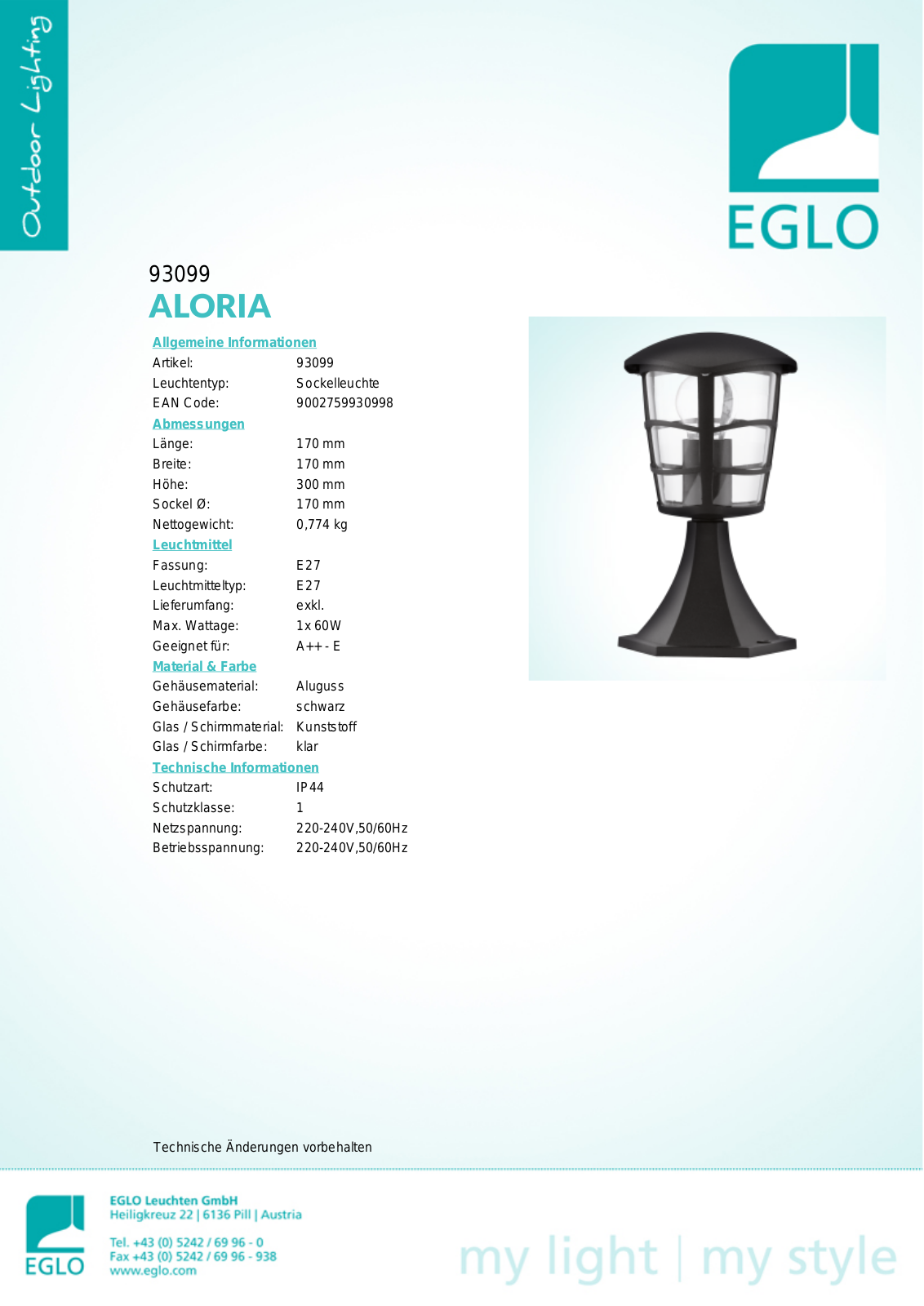 Eglo 93099 Service Manual