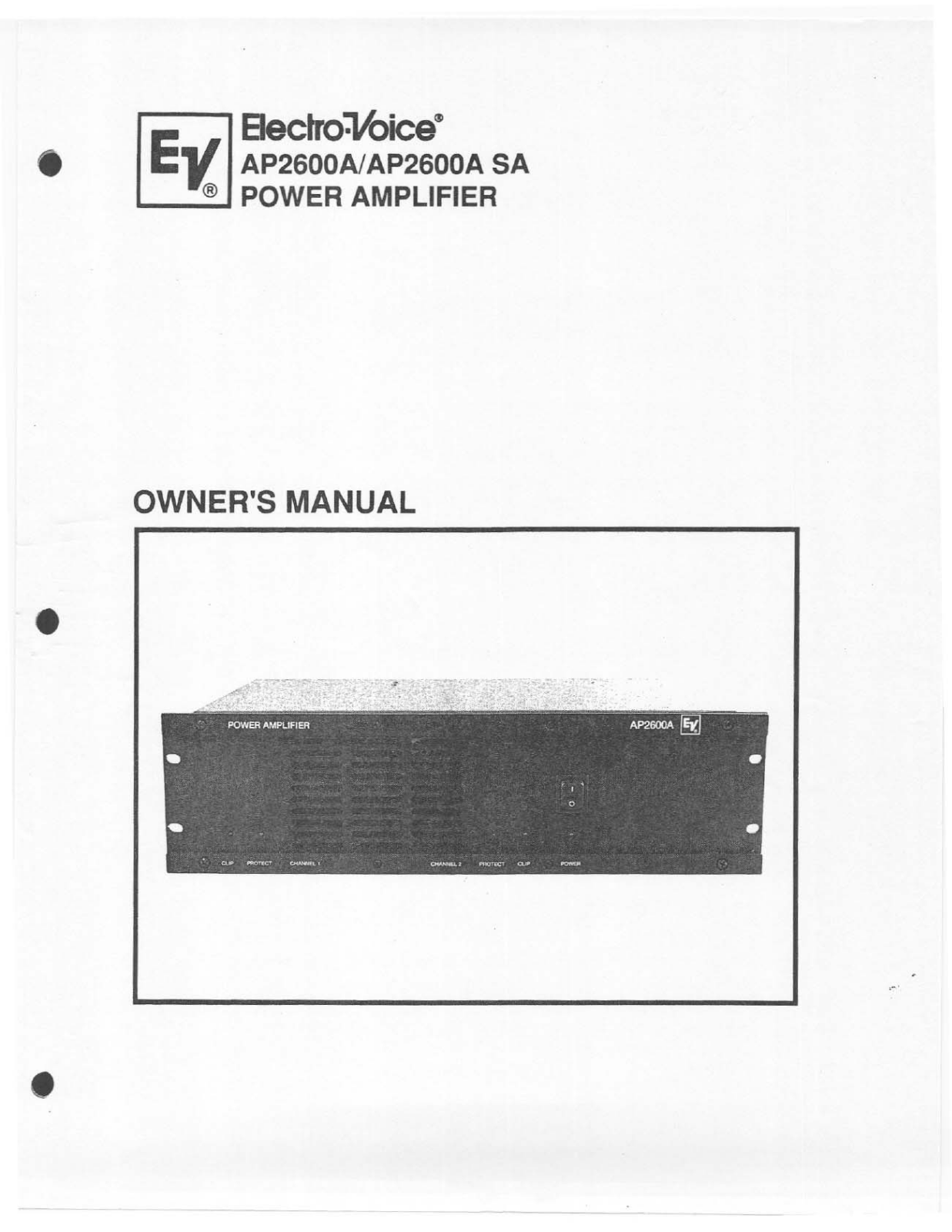 Electro-Voice AP-2600-A Owners manual