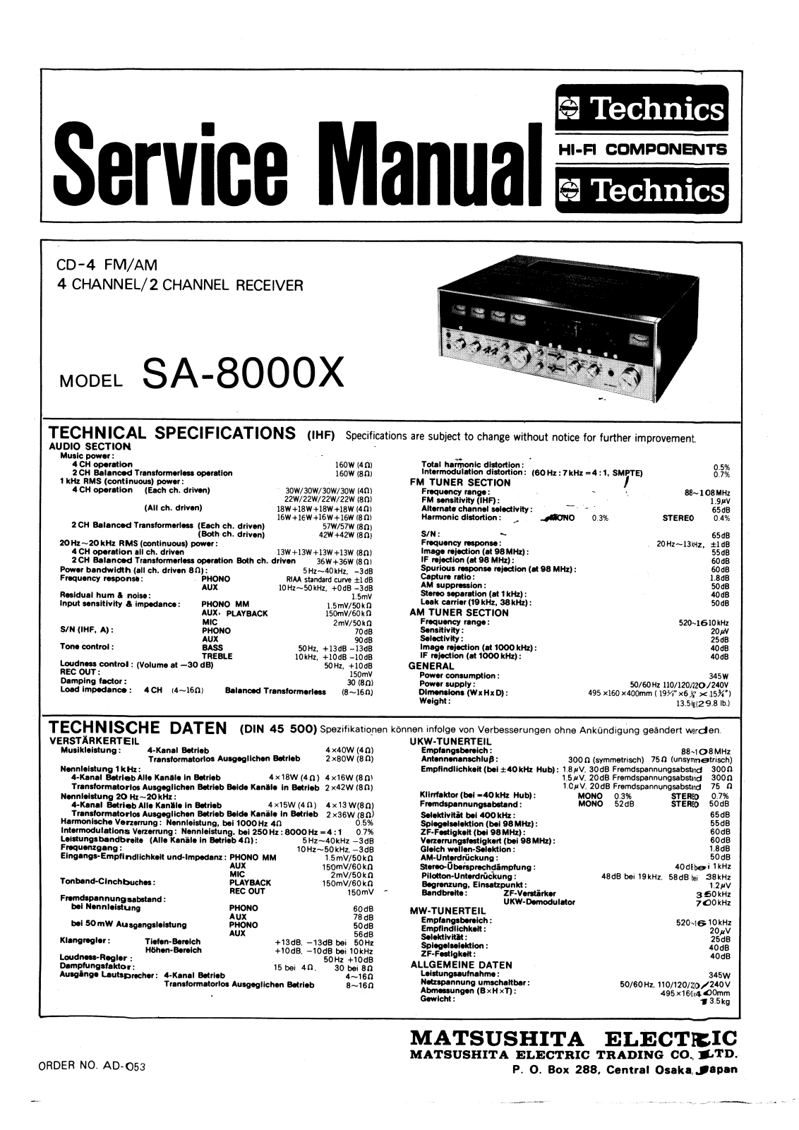 Technics SA-8000-X Service manual