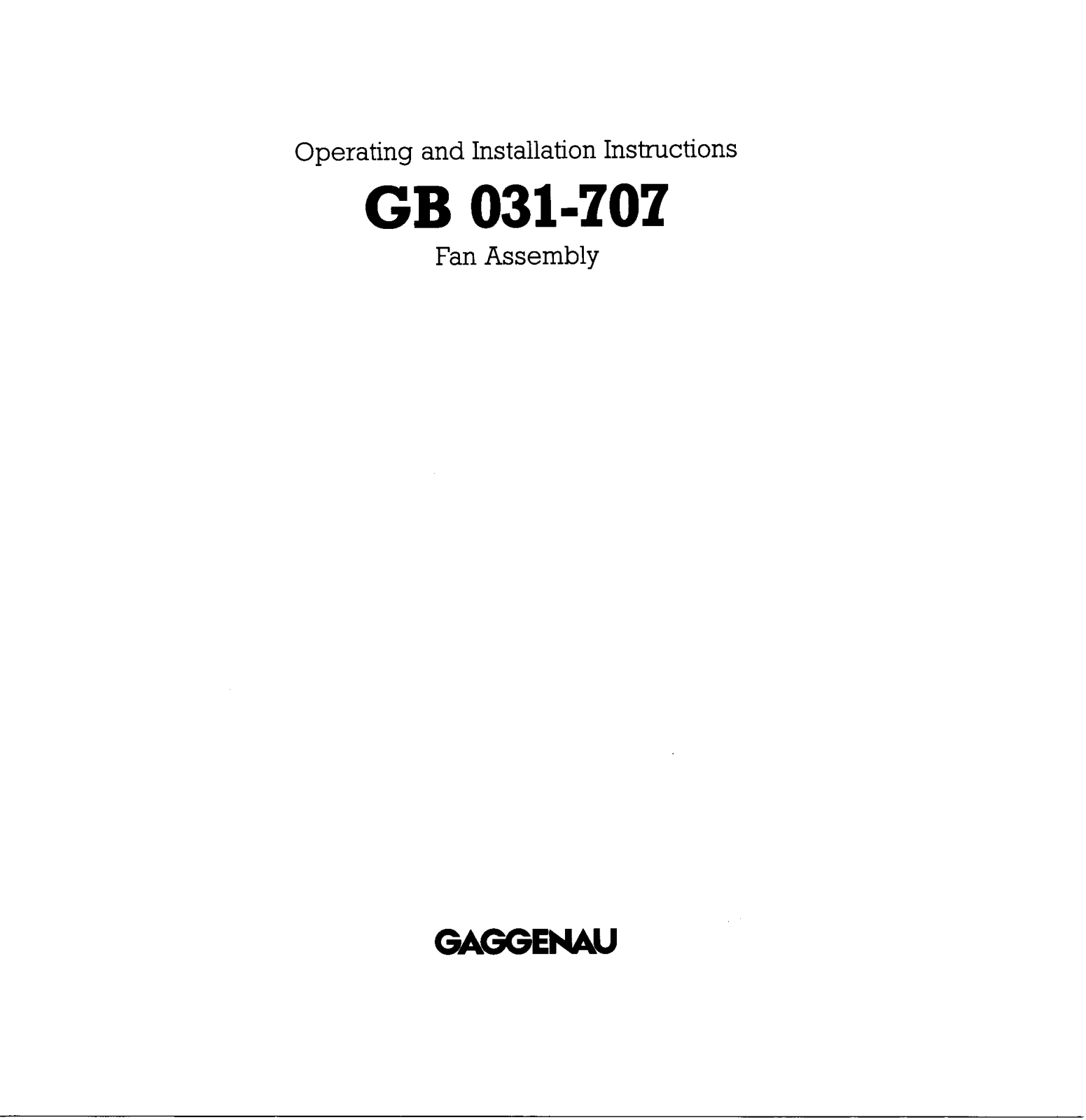 Gaggenau GB031707 User Manual