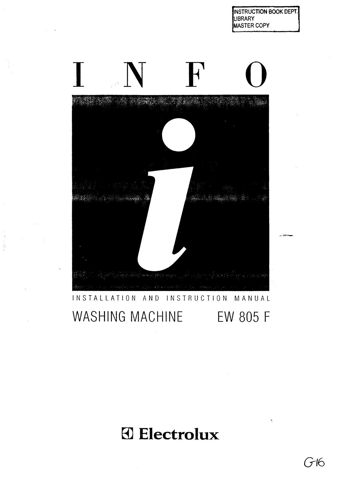 Electrolux EW805F Instruction Manual