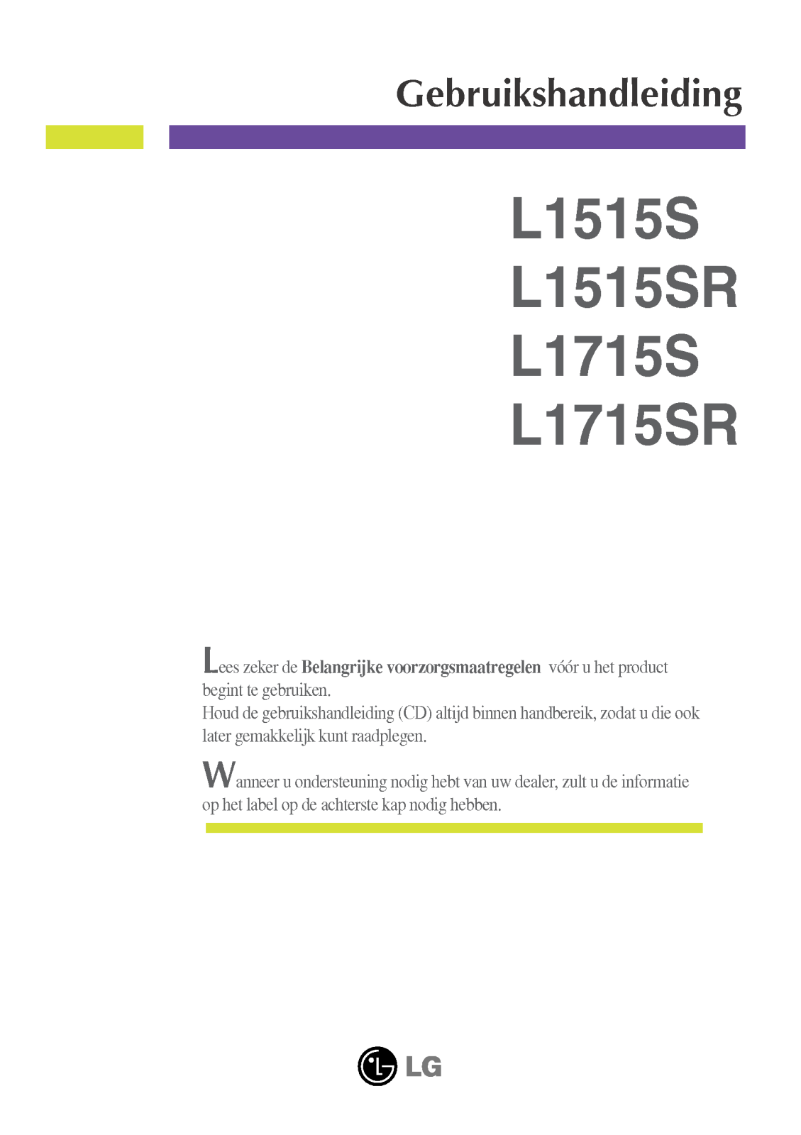 Lg L1715S, L1715SR, L1515S, L1515SR User Manual