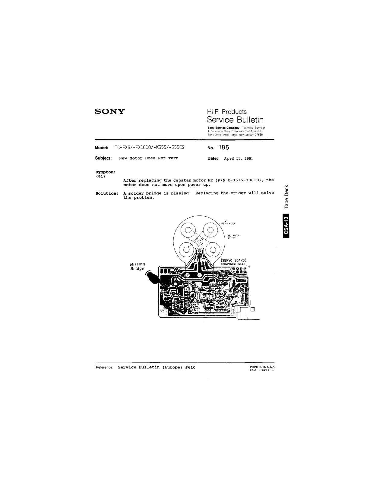 Sony TC-FX6, TC-FX1010, TC-K555, TC-555ES Service Manual