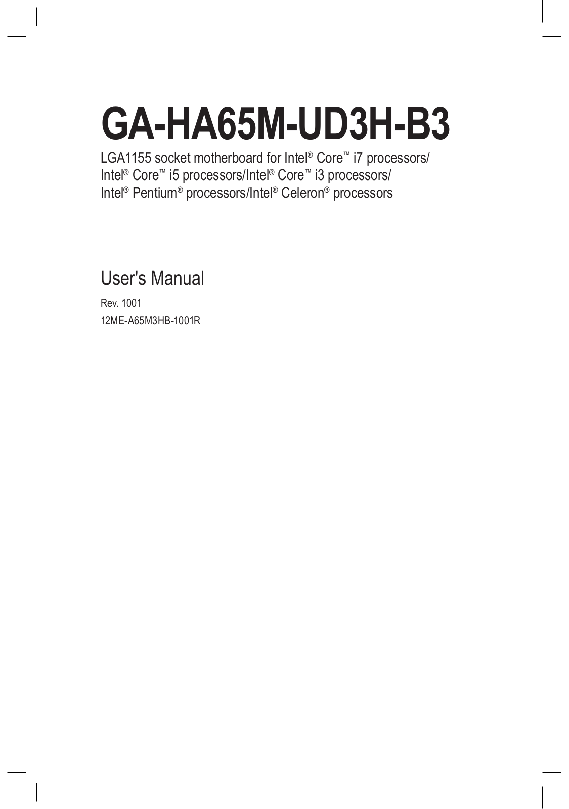 Gigabyte GA-HA65M-UD3H-B3 (rev. 1.0) User Manual