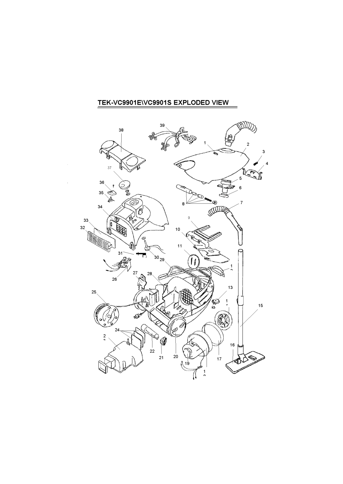 BORK TEK-VC9901E, TEK-VC9901S Spare Parts List