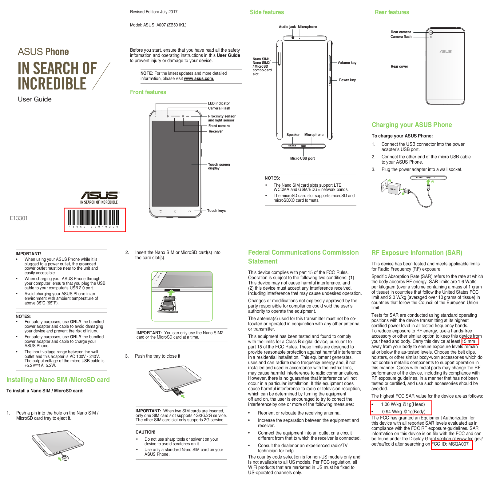 ASUS A007 User Manual