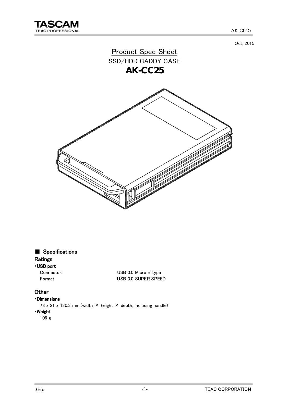 Tascam AK-CC25 Specifications