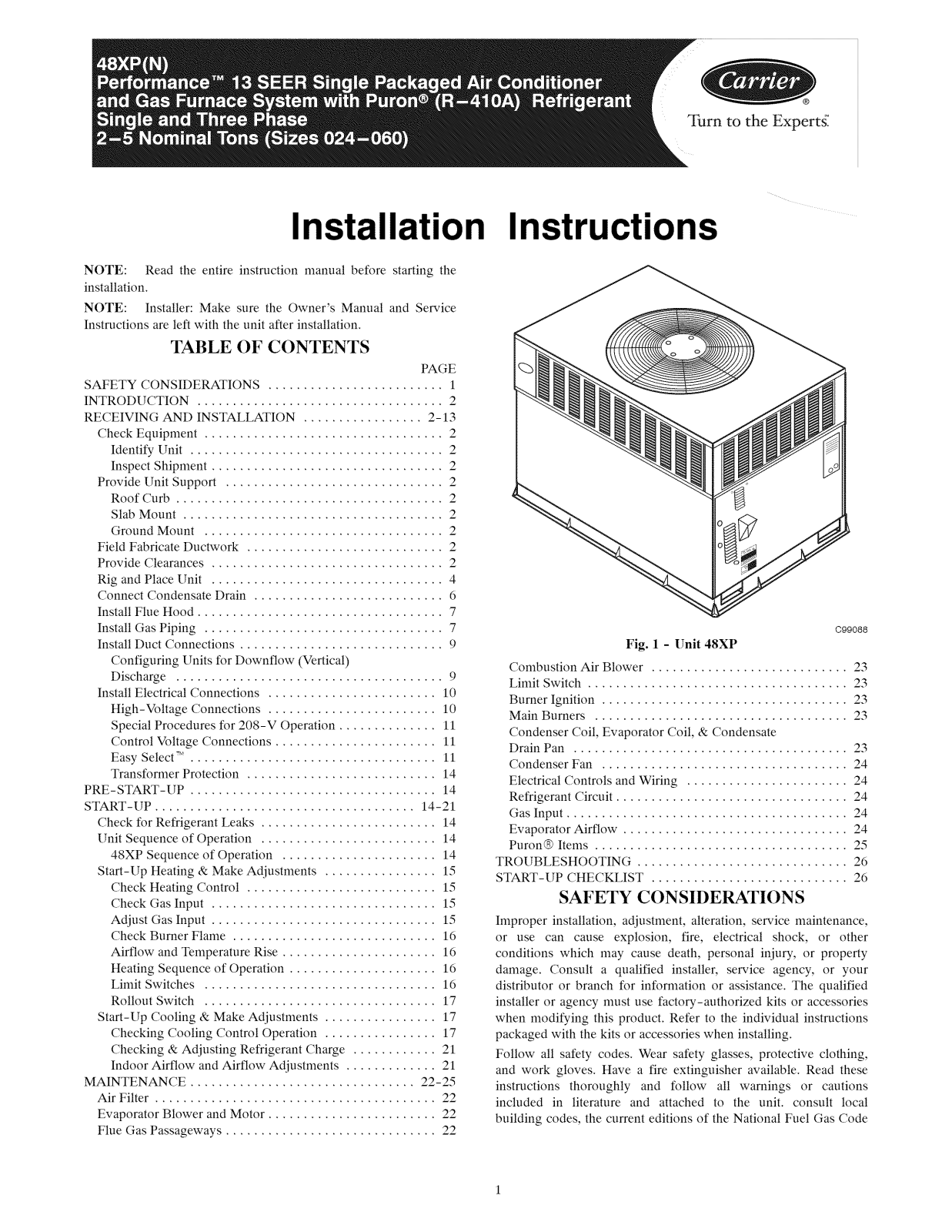Carrier 48XPN060130300, 48XPN060115300, 48XPN048090300, 48XPN042090300, 48XPN042060300 Installation Guide - ManualMachine.com