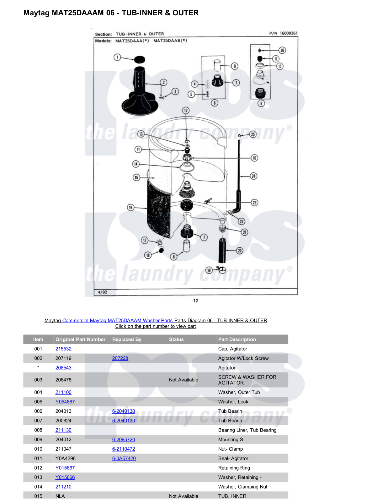 Maytag MAT25DAAAM Parts Diagram