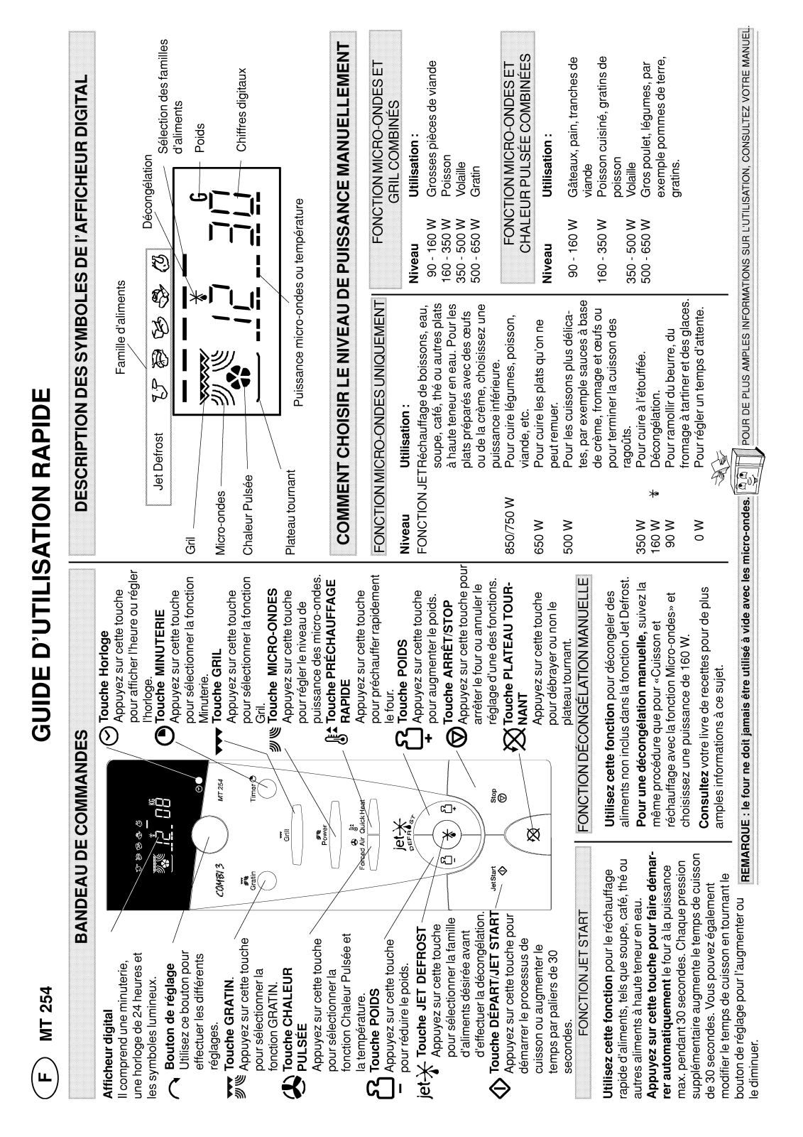 Whirlpool MT 254 Quick start guide