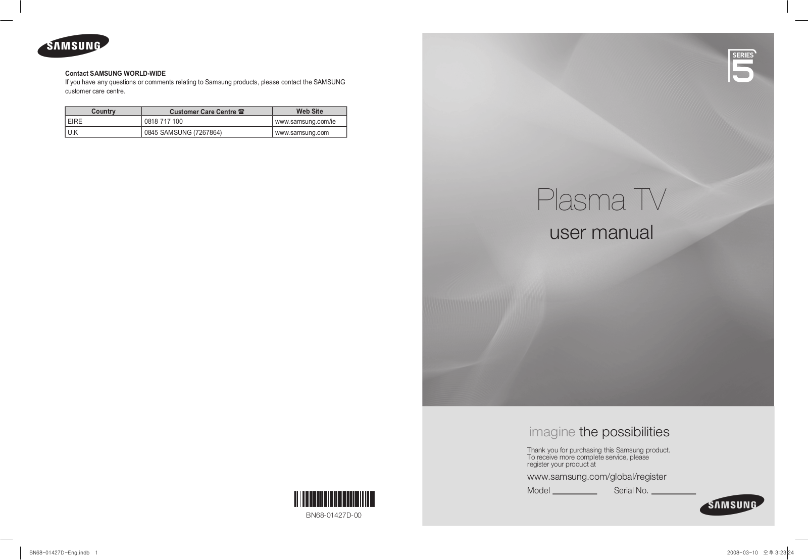 Samsung PS50A556, PS50A557, PS50A556S2F User Manual