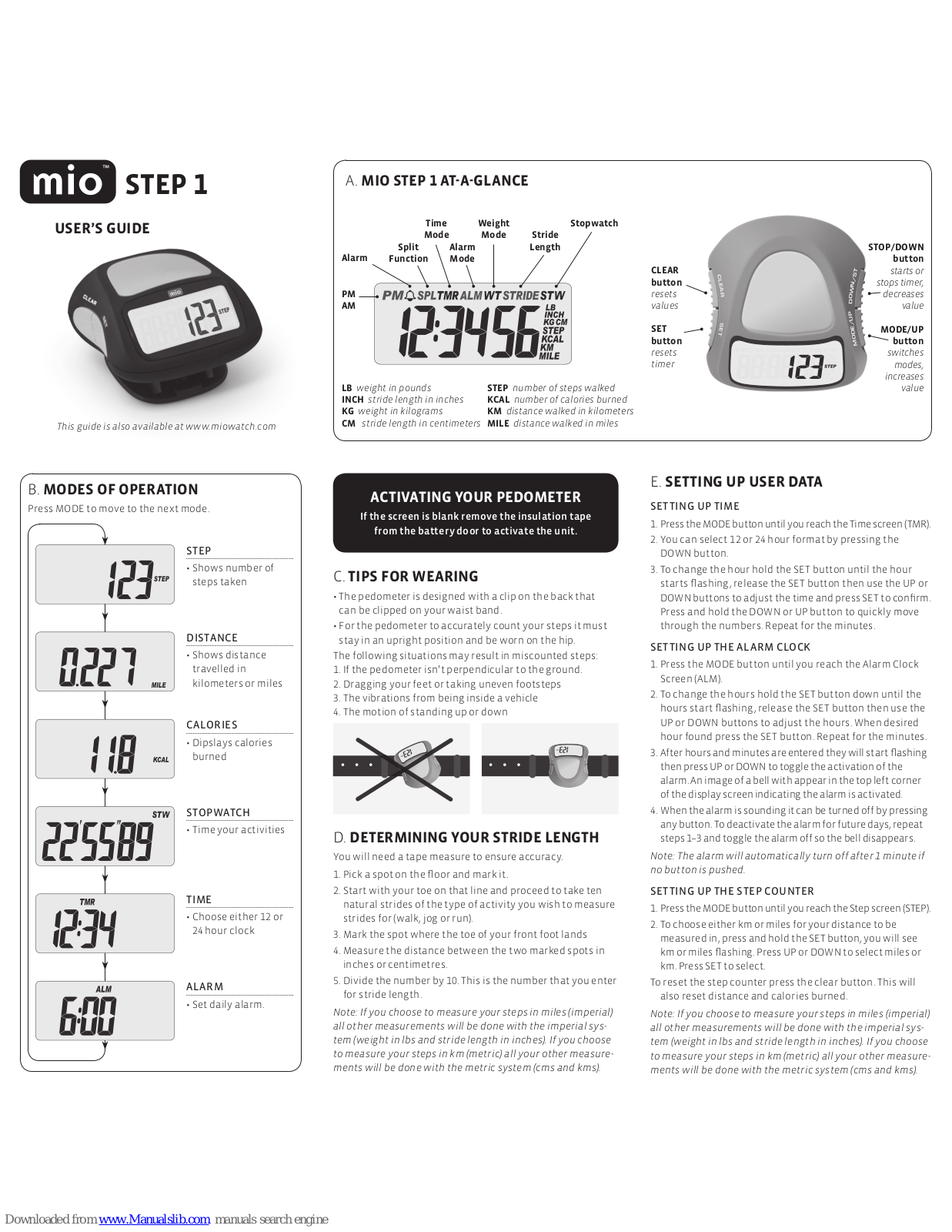 Mio STEP 1, Trace Acc-Tec User Manual