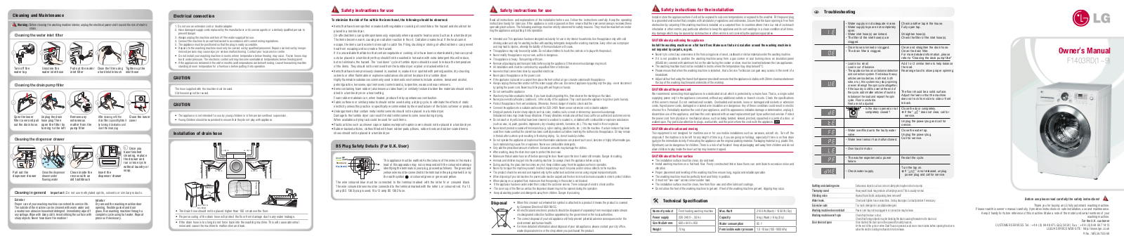 LG F1403RD6, F1403RD Owner's Manual