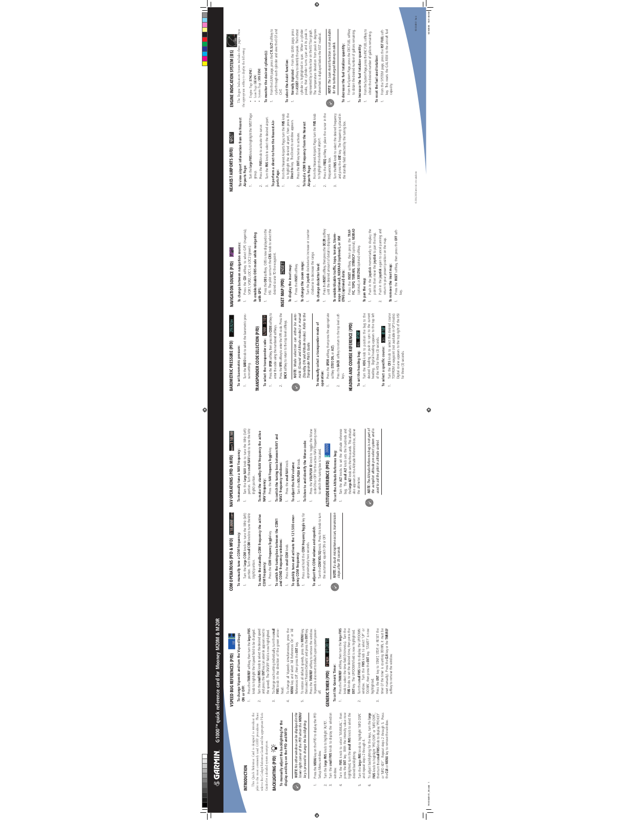 Garmin G1000 MOONEY QUICK REFERENCE CARD M20M M20R