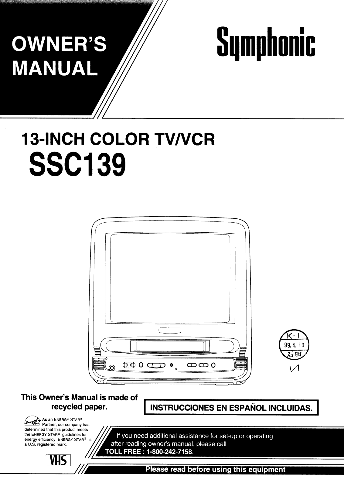 Symphonic SSC139 User Manual