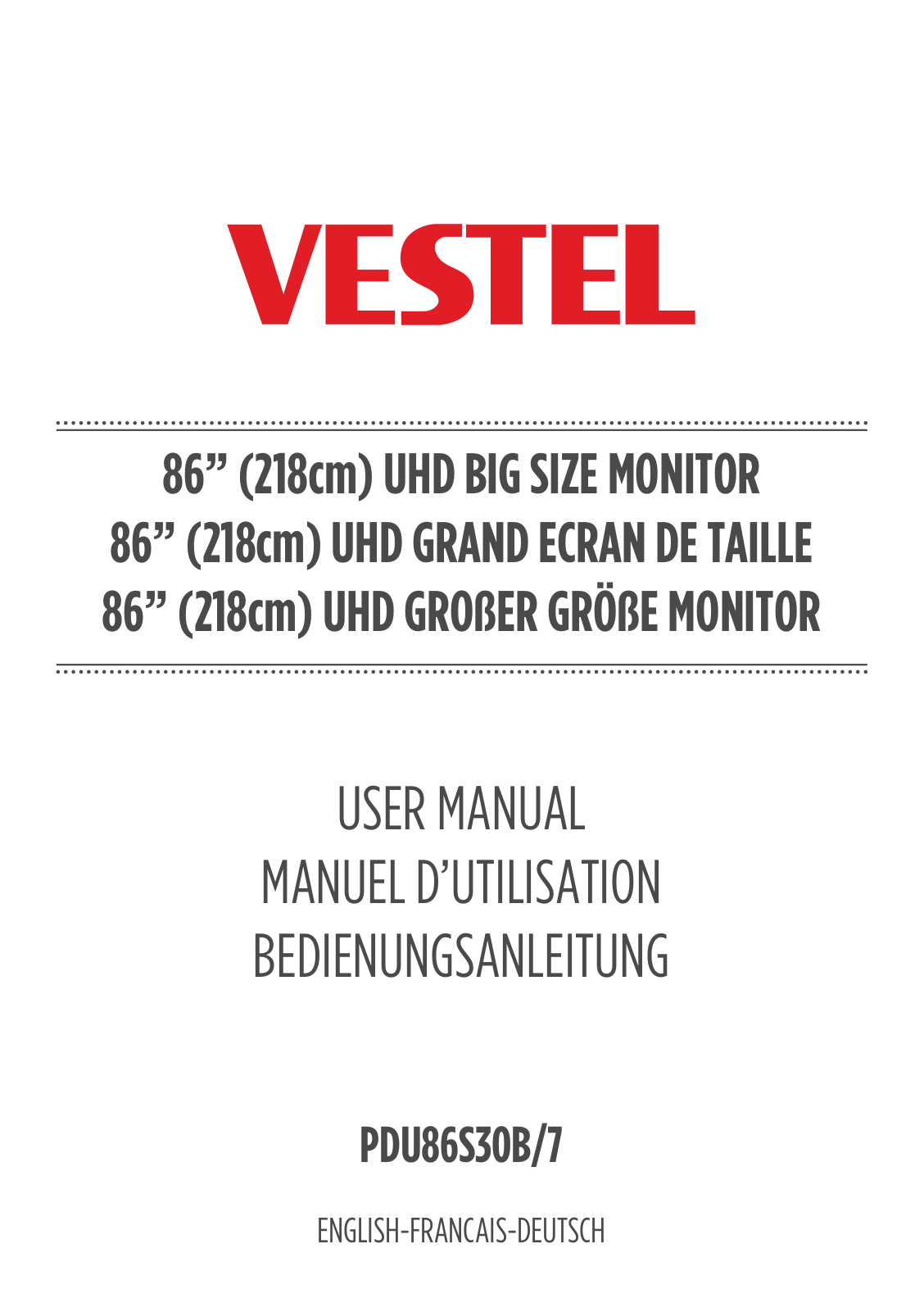 VESTEL PDU86S30B/7, IF75T633/6, IF86TI630B/6 User Manual