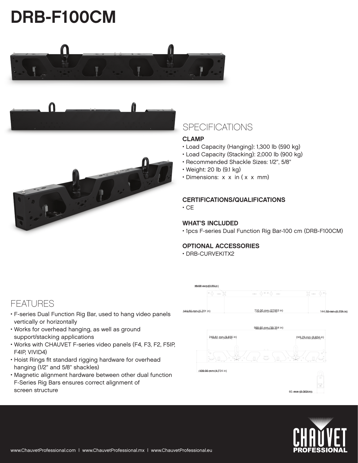 Chauvet Pro DRB-F100CM Data Sheet