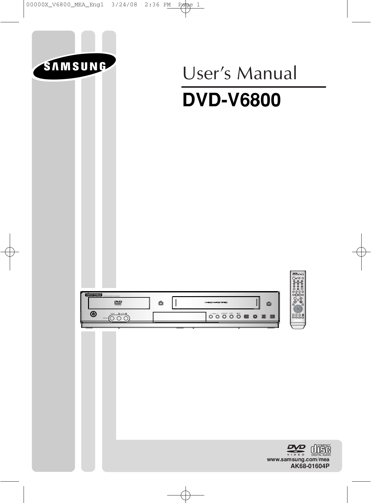 Samsung DVD-V6800 User Manual