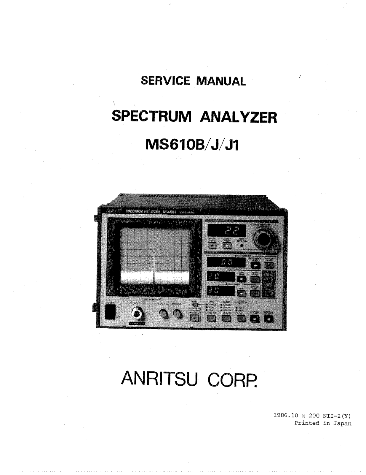 Anritsu MS610B, MS610J, MS610J1 Service Manual