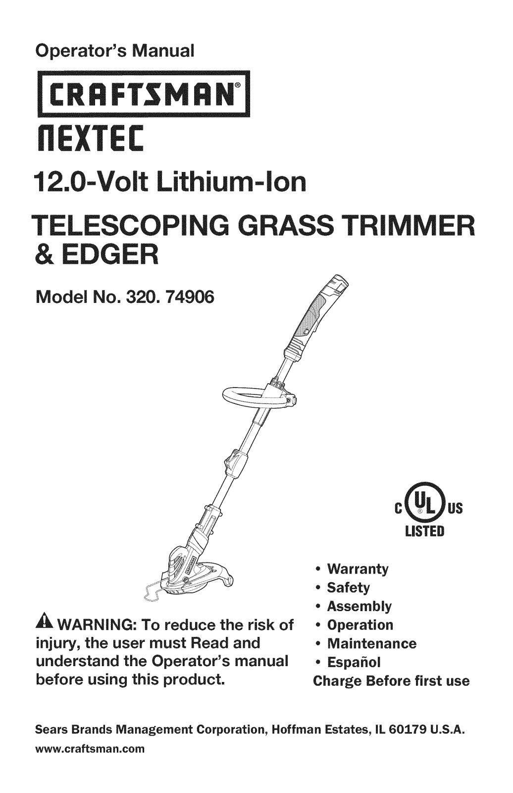 Craftsman 32074906 Owner’s Manual